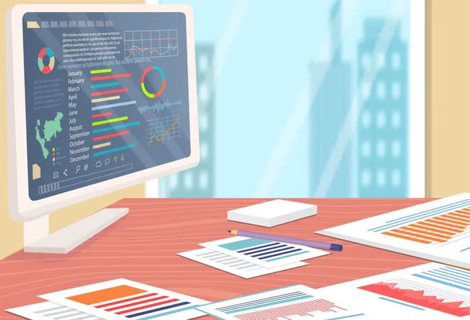 Work With Statistical Data Analysis Changing Indicators Analyze Statistical Indicators Business Data Illustration