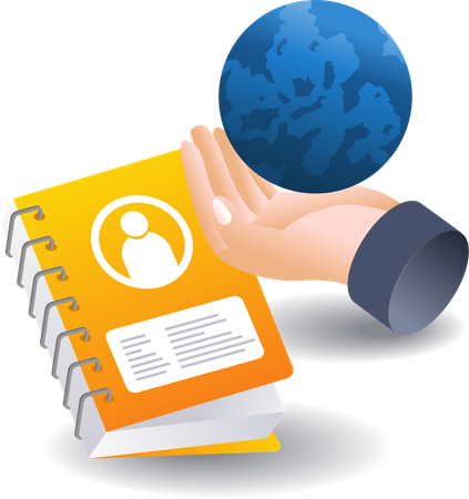 Business world customer database book  Illustration