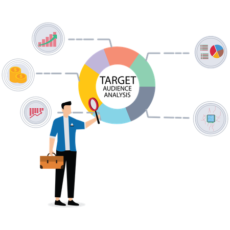Businessan doing Target Audience Analysis  Illustration
