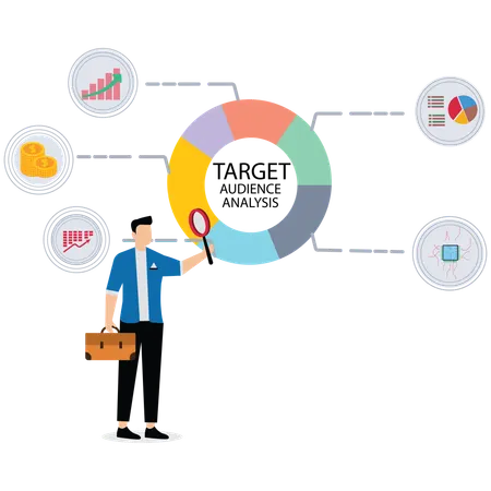 Businessan doing Target Audience Analysis  Illustration