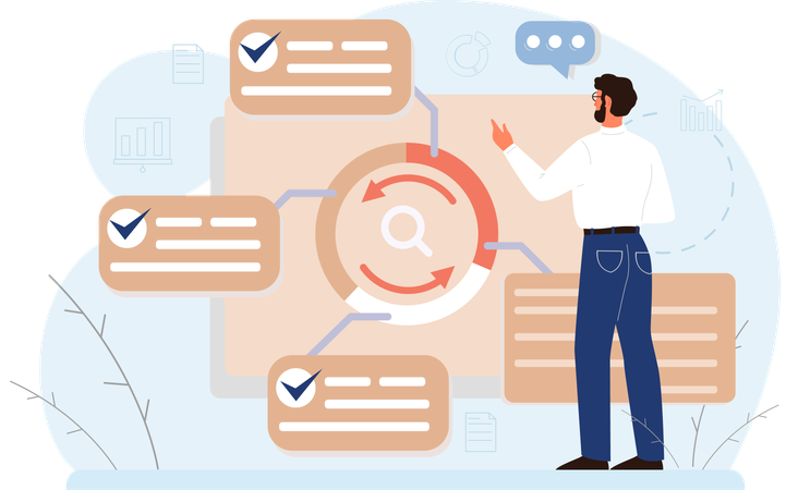 Businessma analysing business data  Illustration