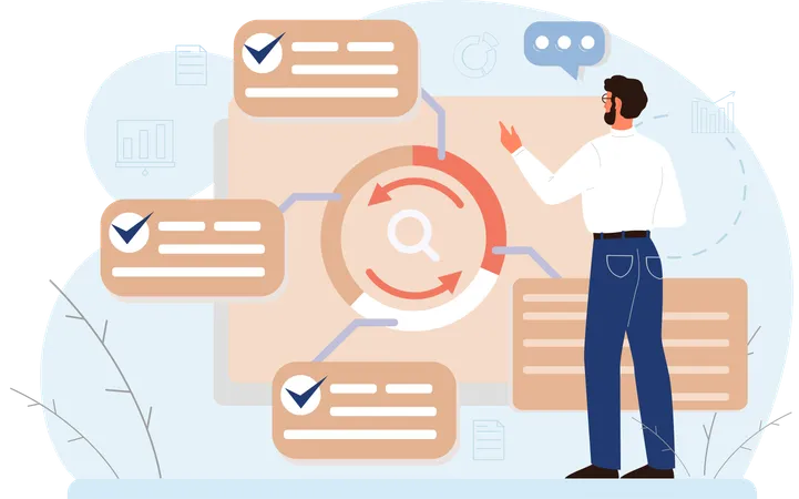 Businessma analysing business data  Illustration