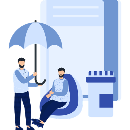 Businessmab working on patient protection  Illustration
