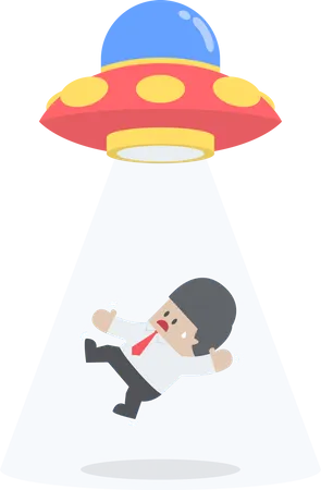 Businessman Abducted By Alien Spaceship Or UFO VECTOR EPS 10 Illustration