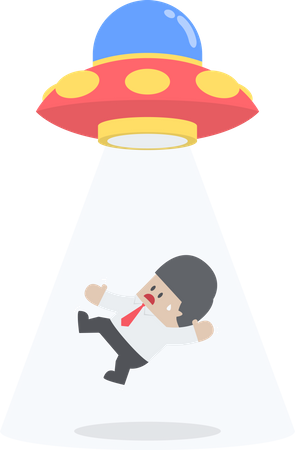 Businessman abducted by Alien spaceship or UFO  Illustration