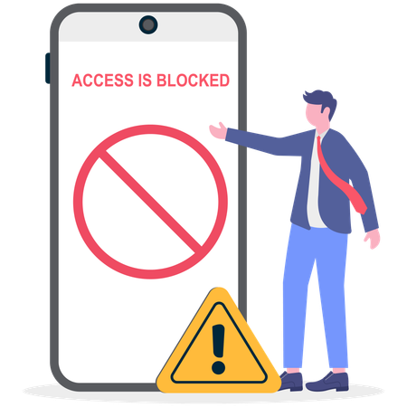 Businessman account gets blocked  Illustration