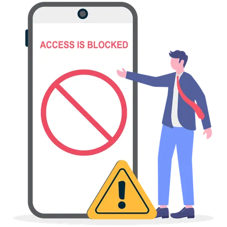 Businessman account gets blocked  Illustration