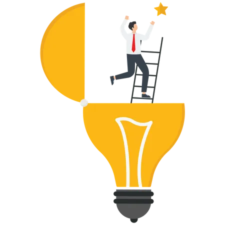 Achieve Goals Through Creative Thinking A Thought Process For The Effectiveness Of The Work Done Use Imagination And Ingenuity For New Opportunities Achieve Success With The Help Of Intellect Vector Illustration