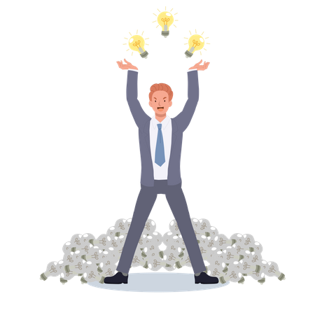 Businessman achieve success after so many failures  Illustration