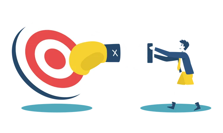 A Businessman Bundling Into The Middle Of The Goal Signifies A Successful Business Goal Illustration