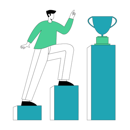 Businessman  achieves business reward  Illustration