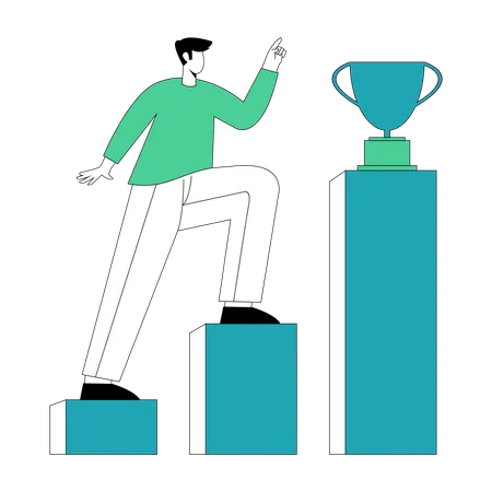 Businessman  achieves business reward  Illustration