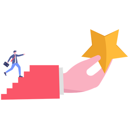 Businessman achieves business star  Illustration