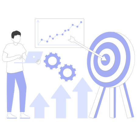 Businessman achieves business Target  Illustration