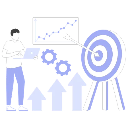 Businessman achieves business Target  Illustration