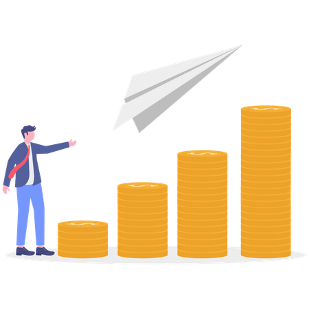 Businessman achieves financial aims  Illustration