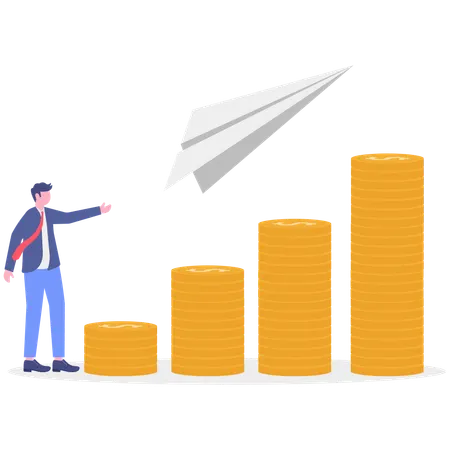 Businessman achieves financial aims  Illustration