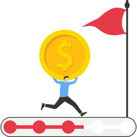 Businessman achieves financial target  Illustration