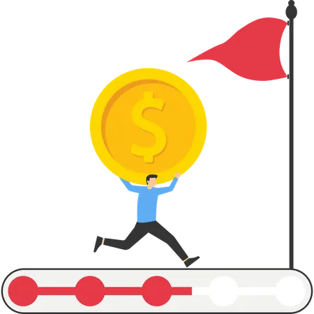 Businessman achieves financial target  Illustration