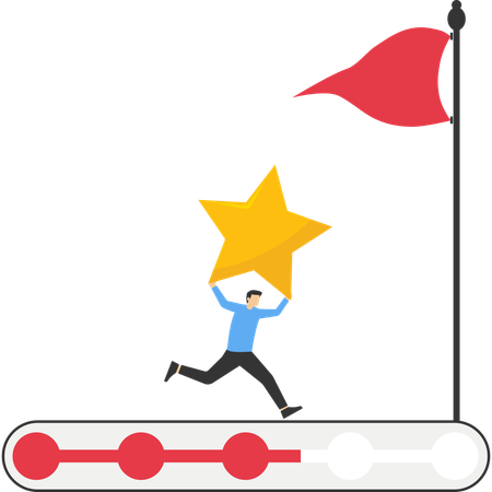 Businessman achieves goals with star  Illustration