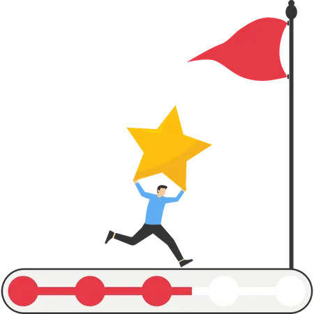 Businessman achieves goals with star  Illustration