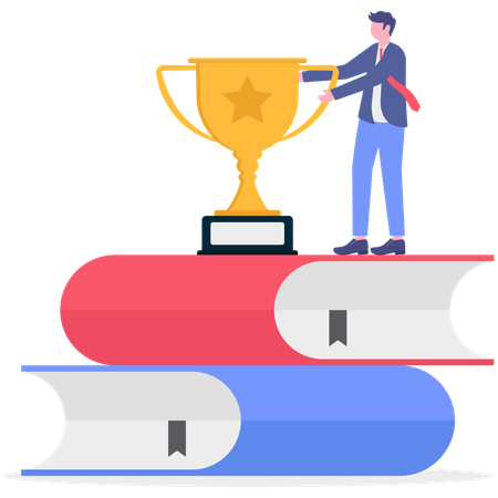 Businessman achieves graduation degree  Illustration