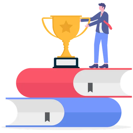 Businessman achieves graduation degree  Illustration