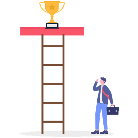 Businessman achieves higher targets  Illustration