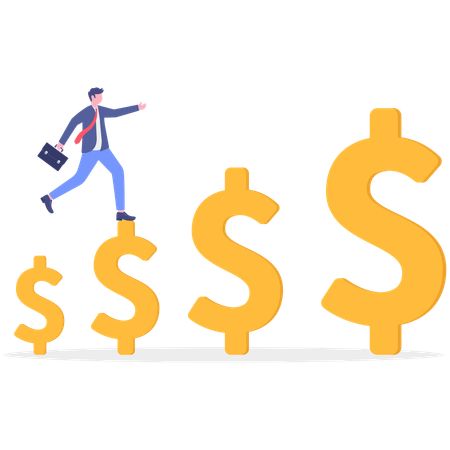 Businessman achieves money aim  Illustration
