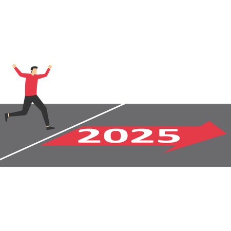 Businessman achieves new goals in year 2025  Illustration