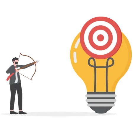 Businessman achieves target with creative ideas  Illustration