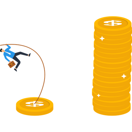 Businessman achieving Business Financial Goal  Illustration