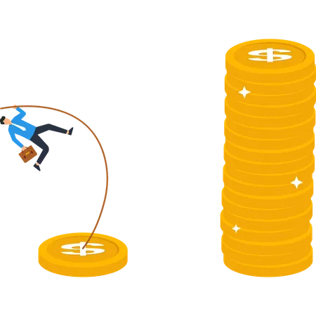 Businessman achieving Business Financial Goal  Illustration