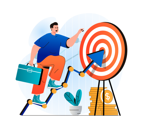 Businessman achieving business goal  Illustration