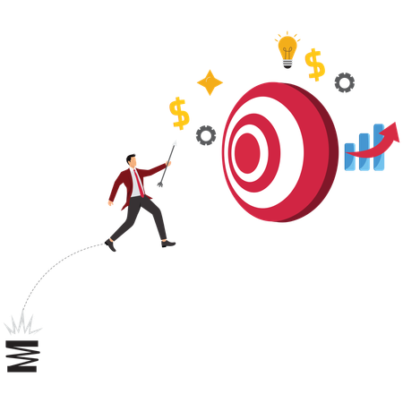 Businessman Achieving Business Milestones  Illustration