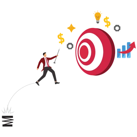 Businessman Achieving Business Milestones  Illustration