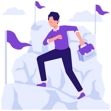 Businessman achieving business milestones  Illustration