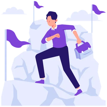 Businessman achieving business milestones  Illustration