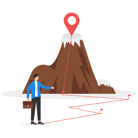 Businessman achieving business milestones  Illustration