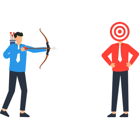 Businessman achieving business target  Illustration
