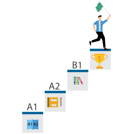 Businessman achieving business target  Illustration