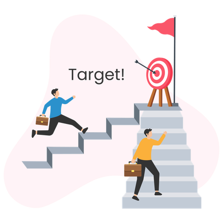 Businessman achieving business target  Illustration