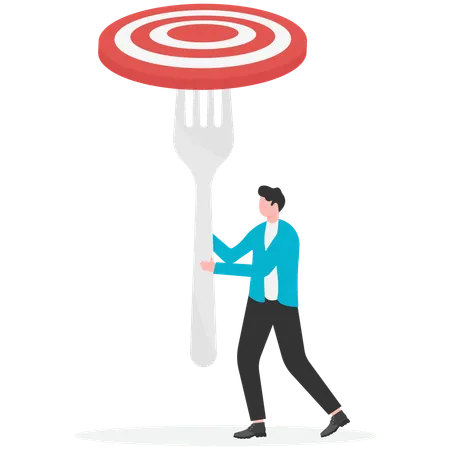 Businessman achieving business target  Illustration