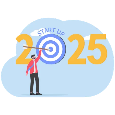 Businessman achieving business target  Illustration