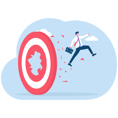 Businessman achieving business target  Illustration