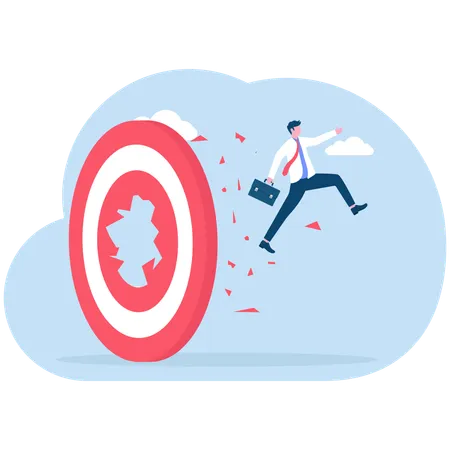 Businessman achieving business target  Illustration