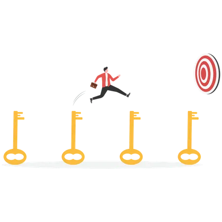 Businessman achieving business target  Illustration