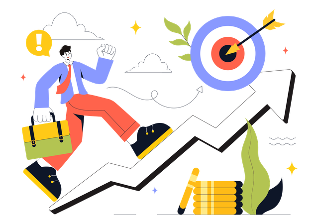 Businessman Achieving Business Target  Illustration