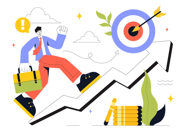 Businessman Achieving Business Target  Illustration