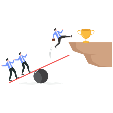 Businessman achieving business trophy  Illustration